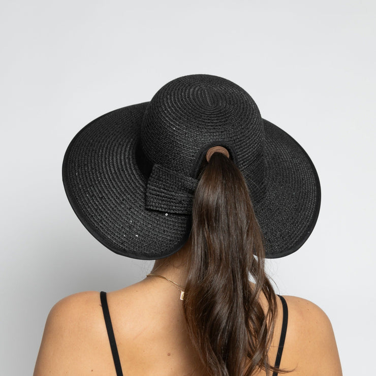 Sequined Ponytail Sun Hat