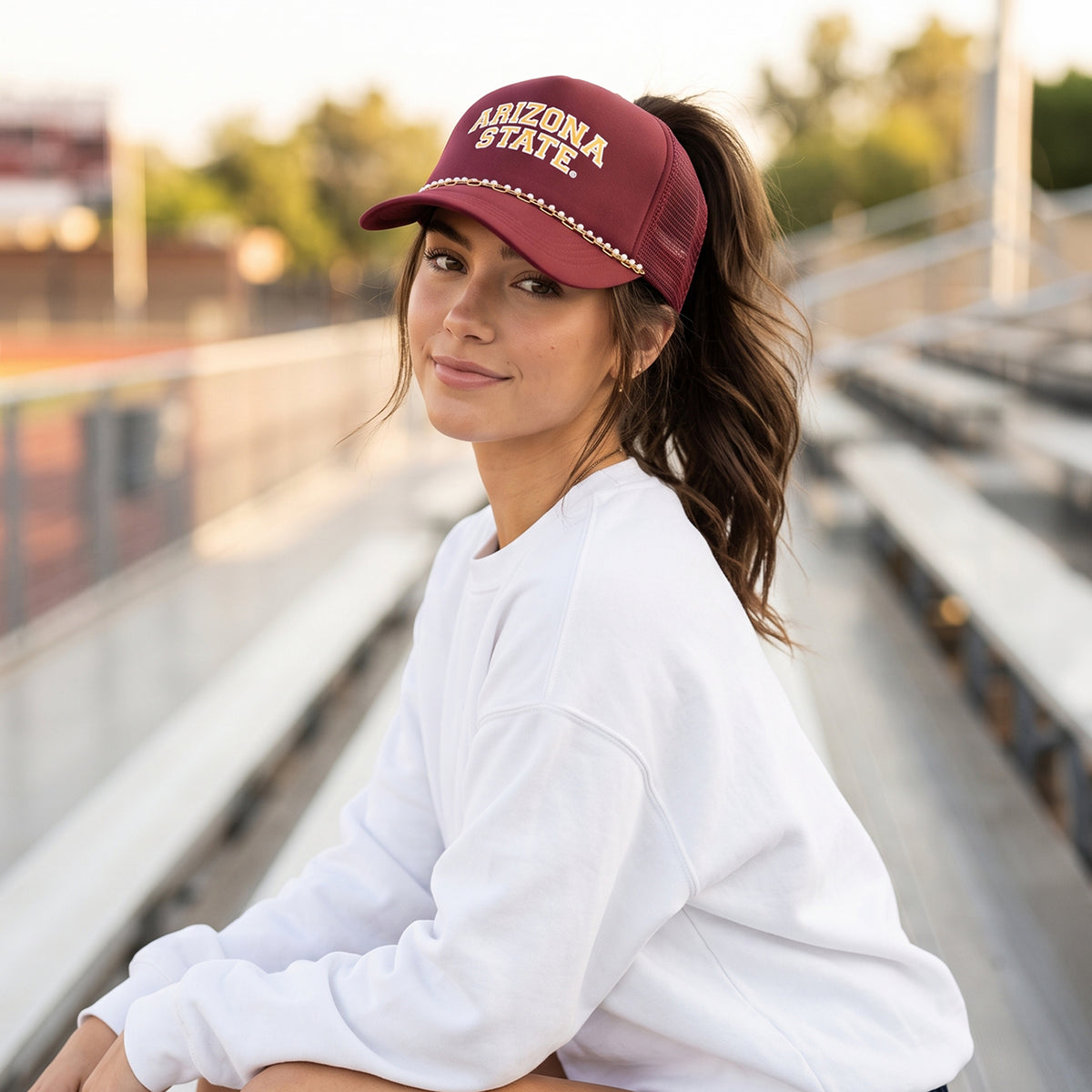 Arizona State University X PONYFLO® Pearl Chain Mesh-Back Cap