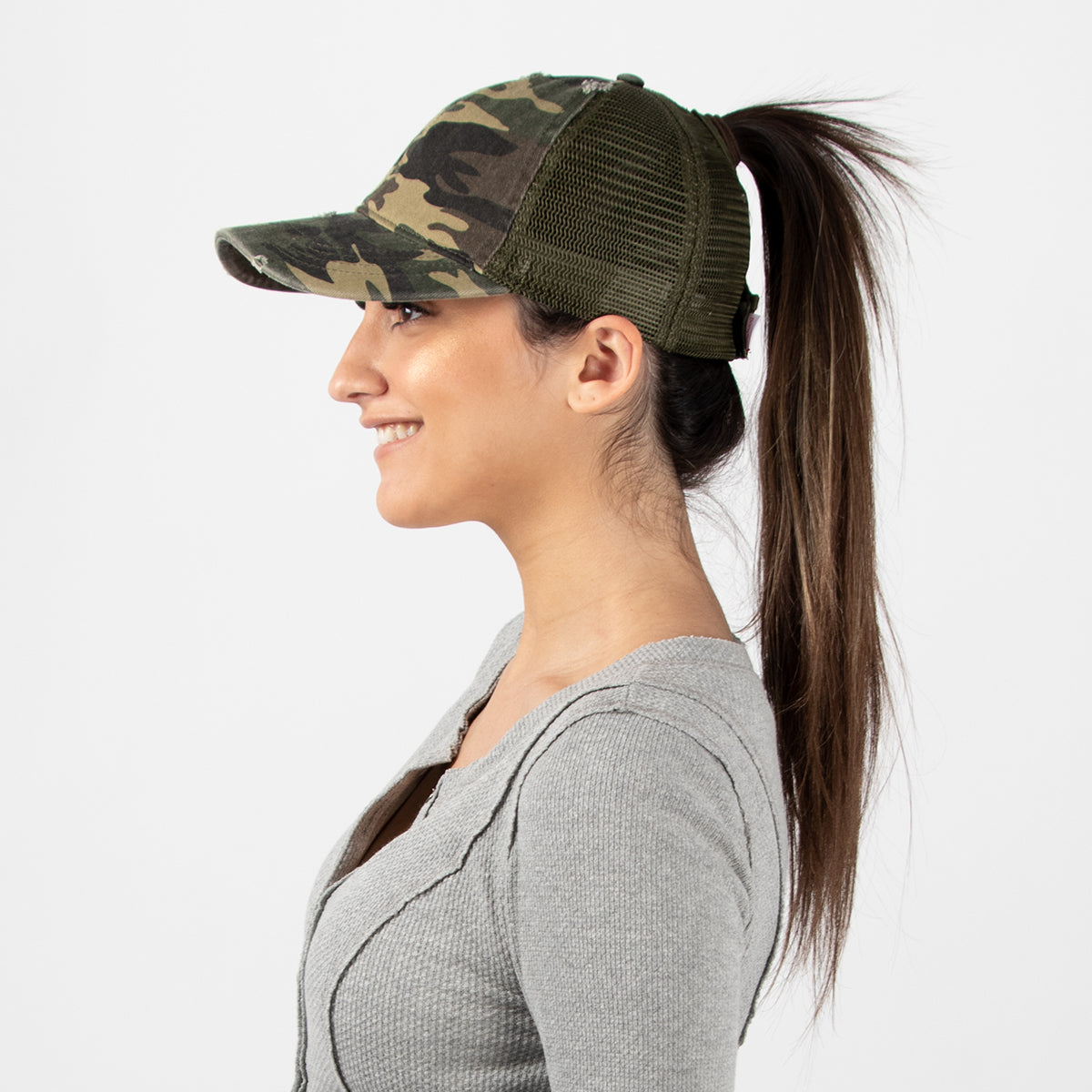 Camo shop ponytail hat