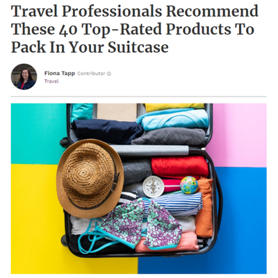 Forbes: Travel Professionals Recommend These 40 Top-Rated Products To Pack In Your Suitcase