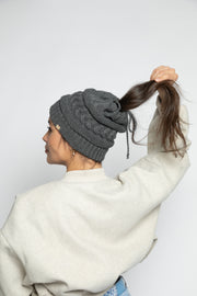 Satin-lined Ponytail Beanie