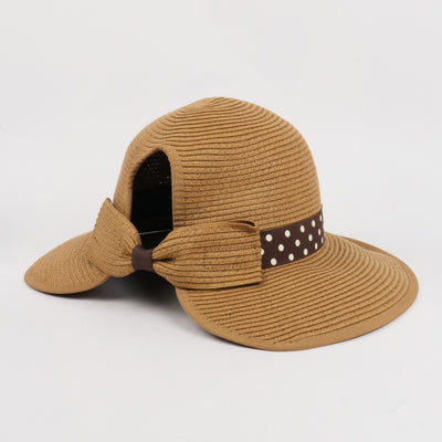 POLKA DOT BAND BACK BOW Ponyflo® Straw Hat