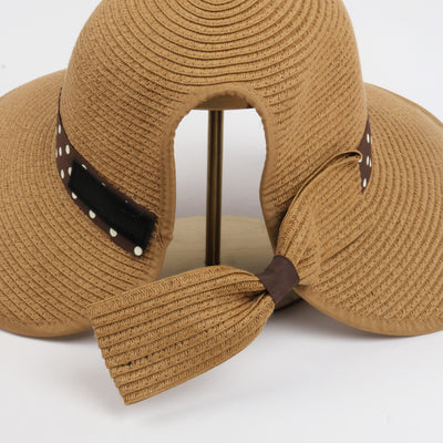 POLKA DOT BAND BACK BOW Ponyflo® Straw Hat