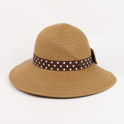 POLKA DOT BAND BACK BOW Ponyflo® Straw Hat