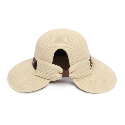 POLKA DOT BAND BACK BOW Ponyflo® Straw Hat