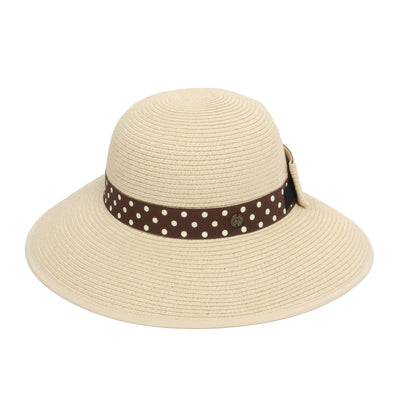 POLKA DOT BAND BACK BOW Ponyflo® Straw Hat