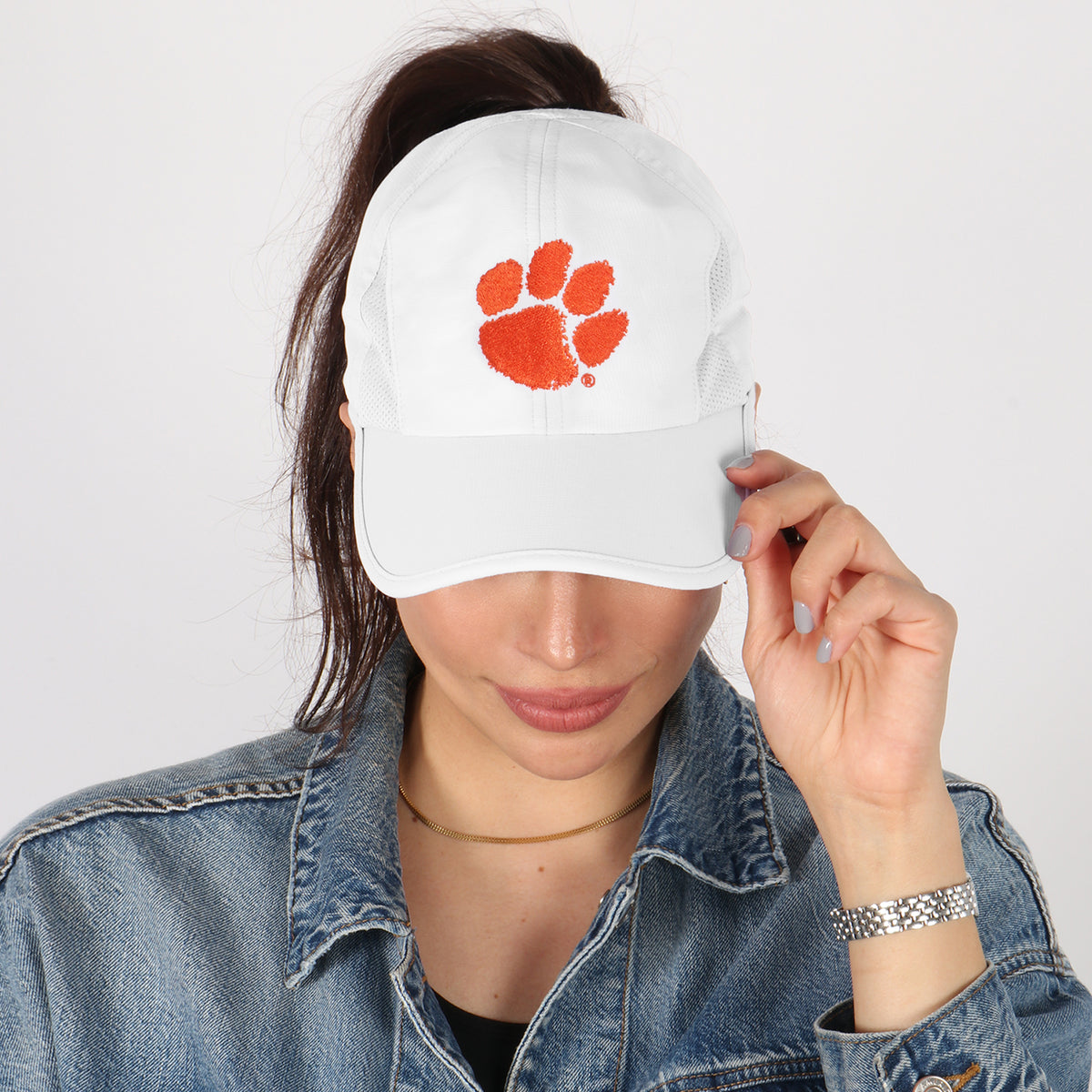 Clemson University x Ponyflo® Active Cap – Ponyflo Ponytail Hats display picture 1