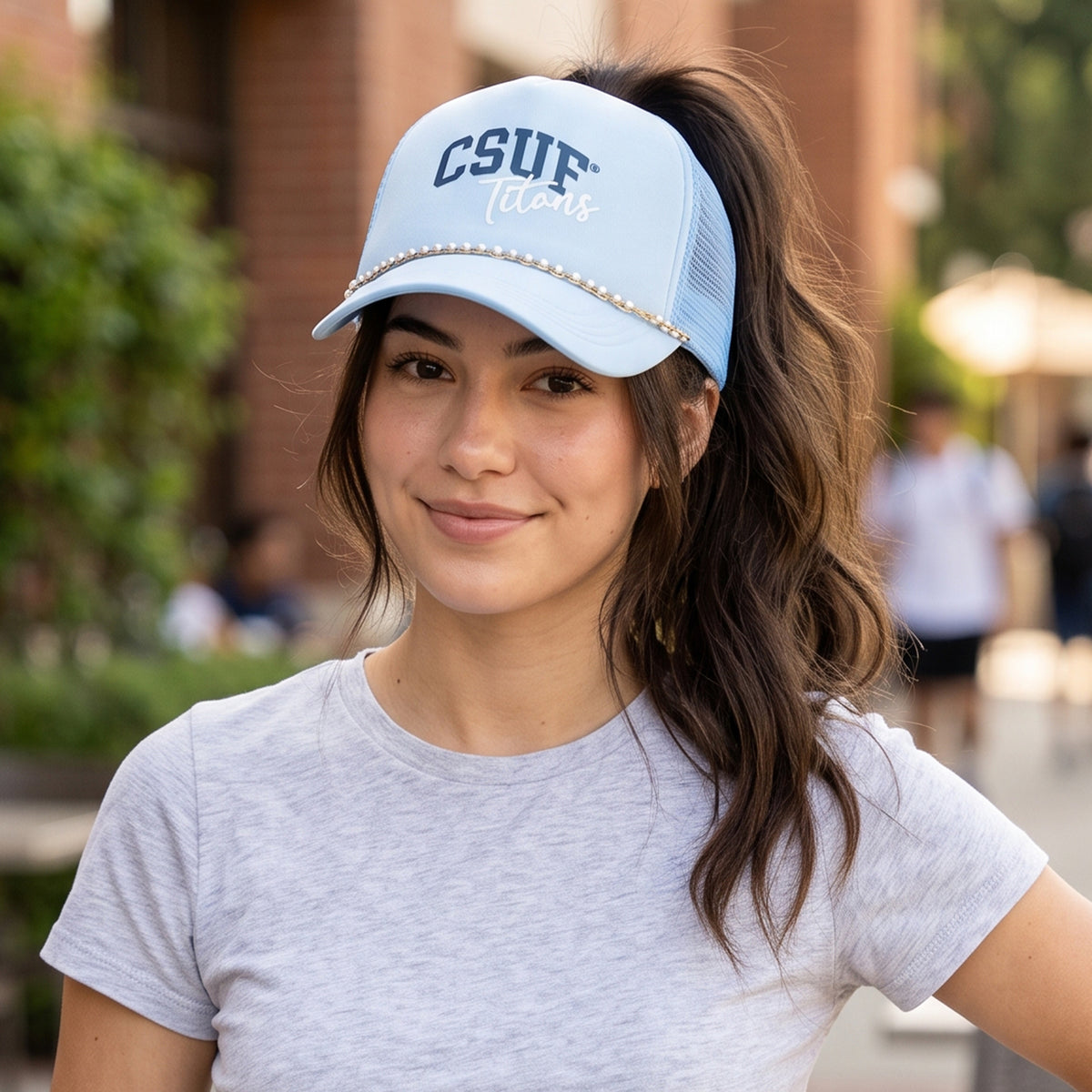 California State University, Fullerton X PONYFLO® Pearl Chain Mesh-Back Cap