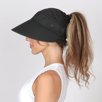 Solid Wide Brim Ponyflo Sunblocker® with Back Bow