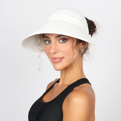 Solid Wide Brim Ponyflo Sunblocker® with Back Bow