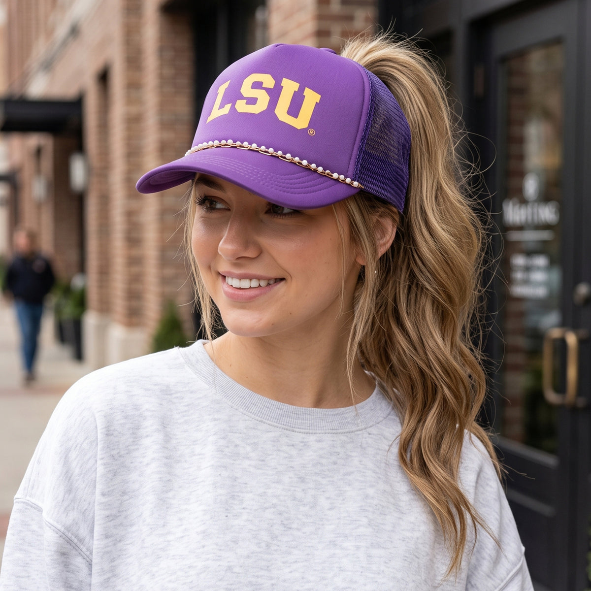 Louisiana State University X PONYFLO® Pearl Chain Mesh-Back Cap