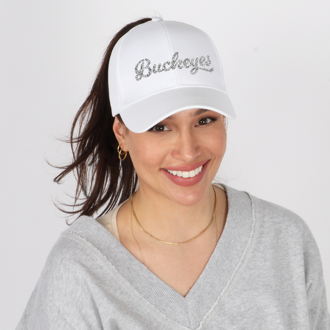 Women's Distressed Ohio State Ponytail Trucker Hat - Coral Design, Cotton, Adjustable Strap Back - View #4