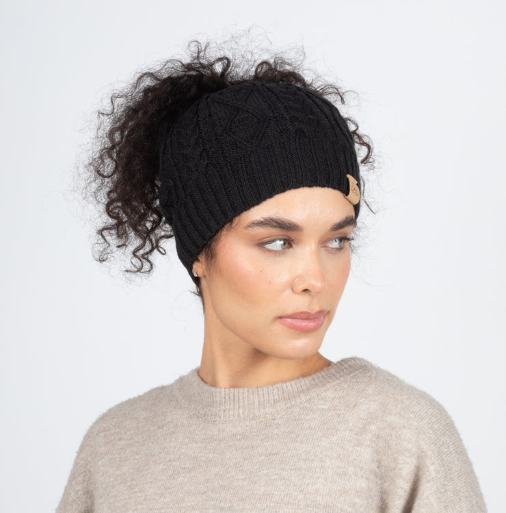 Daphne Recycled Knit Ponytail Beanie