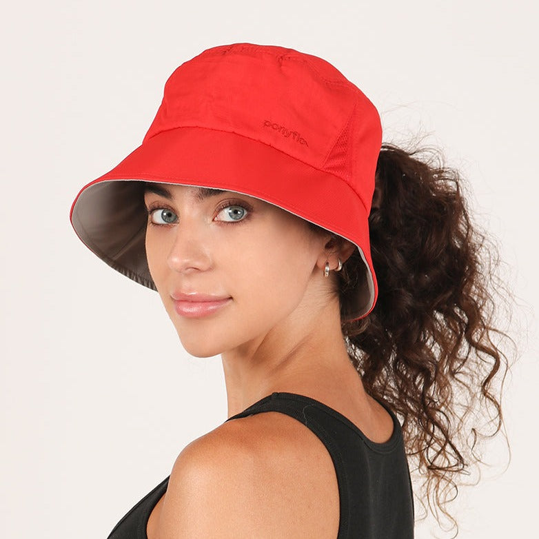 Layla Wide Brim Ponytail Sun Hat - Black - by Ponyflo- Best Gift for Women