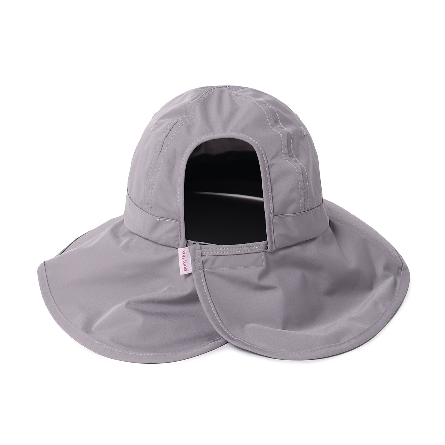 Women's UPF 50+ Sun Hat with Ponytail Hole Neck Flap FH05W, Light Grey/Dark Grey