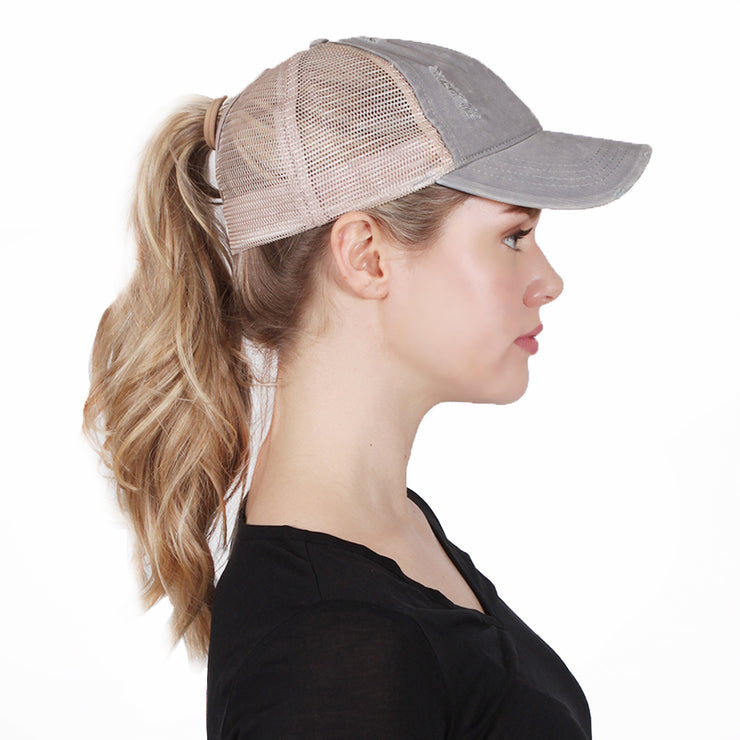 Emily Distressed Mesh Back Cap - PONYFLO HATS