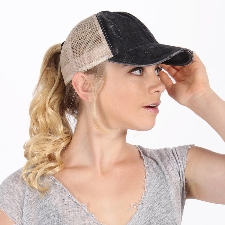 Emily Distressed Mesh Back Cap - PONYFLO HATS