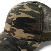 Stephanie Mesh Back Distressed Camo Cap - PONYFLO HATS