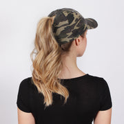 Stephanie Distressed Camo Cap - PONYFLO HATS