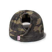 Stephanie Distressed Camo Cap - PONYFLO HATS