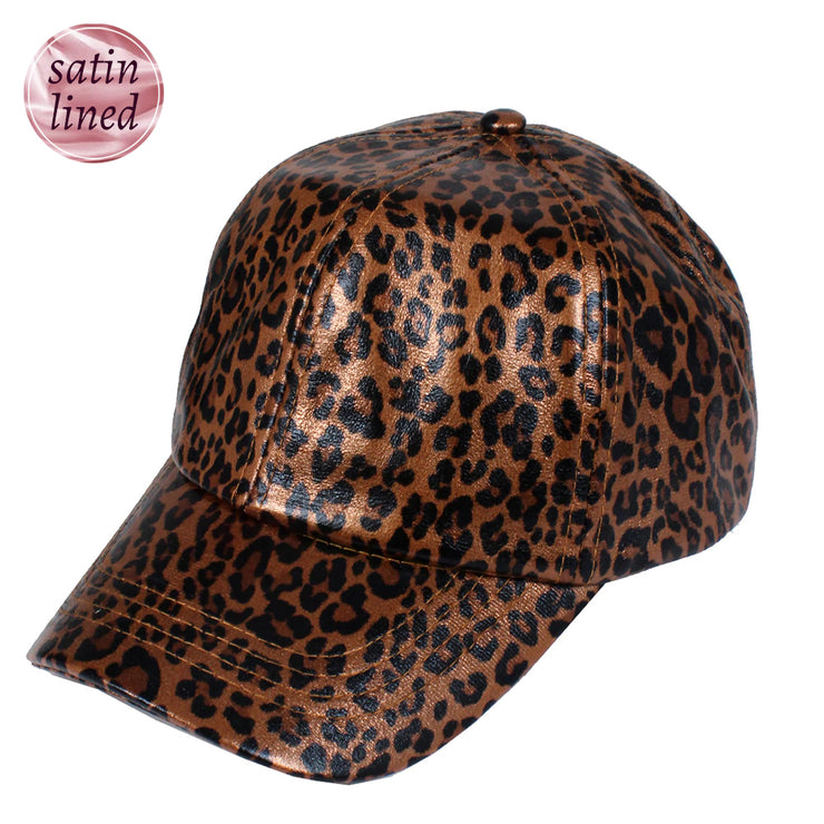 Satin Lined Ponytail Hat Shimmery Leopard Print - PONYFLO HATS