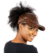 Satin Lined Ponytail Hat Shimmery Leopard Print - PONYFLO HATS