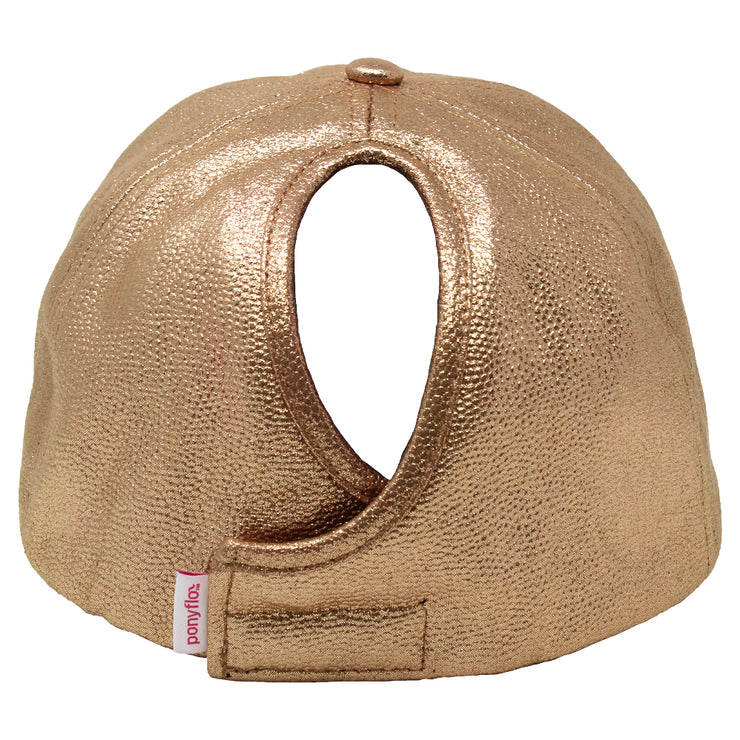 Satin Lined Cap - Faux Leather Gold - PONYFLO HATS