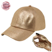 Satin Lined Cap - Faux Leather Gold - PONYFLO HATS