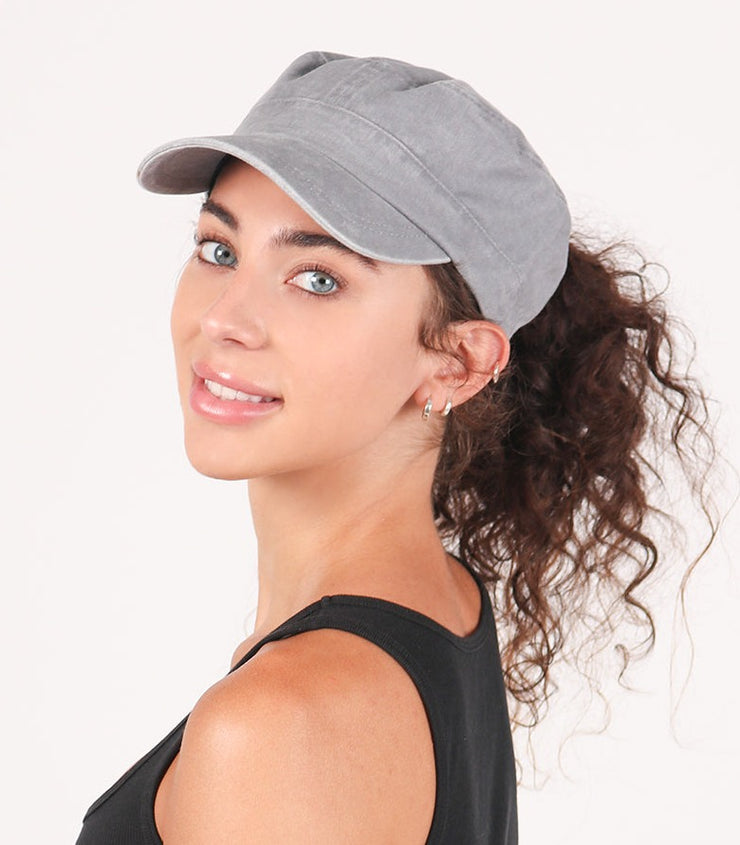 Solid Washed Ponytail Cadet Cap