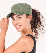 Solid Washed Ponyflo® Cadet Cap