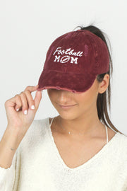 Football Mom Distressed Cotton Cap - PONYFLO HATS