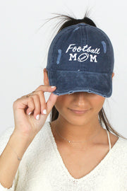 Football Mom Distressed Cotton Cap - PONYFLO HATS