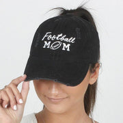 Football Mom Distressed Cotton Cap - PONYFLO HATS