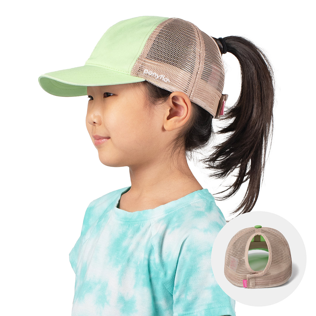 Pigment Dyed Ponytail Cap - Dark Green Khaki, Adjustable One Size Fits Most