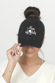 Mom Off Duty Distressed Cotton Cap - PONYFLO HATS