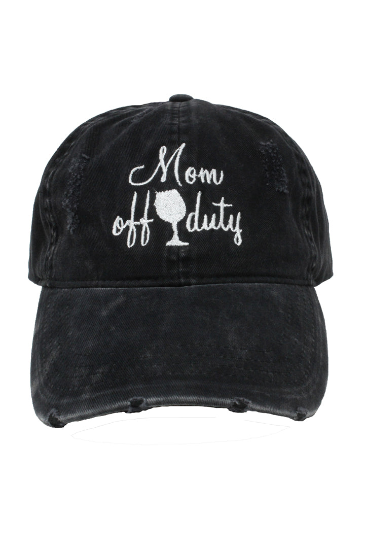Mom Off Duty Distressed Cotton Cap - PONYFLO HATS