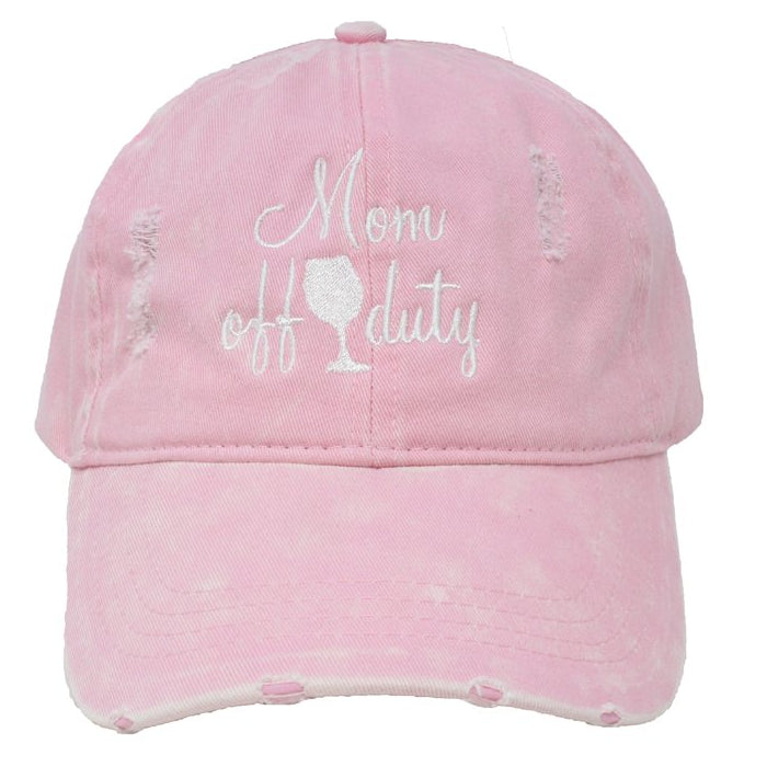 Mom Off Duty Distressed Cotton Cap - PONYFLO HATS