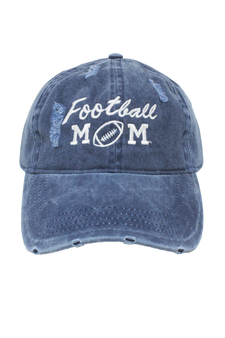 Football Mom Distressed Cotton Cap - PONYFLO HATS