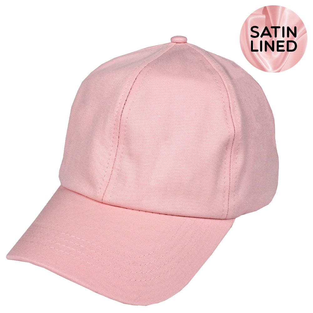 Pink satin baseball cap store